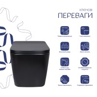 Унітаз підвісний Tern New Ultra Quiet 490x365x325 мм, Matt Black, з сидінням Slim Duroplast/ Soft-close/ Quick Release QT17332303ASMB Qtap QTAP фото 2