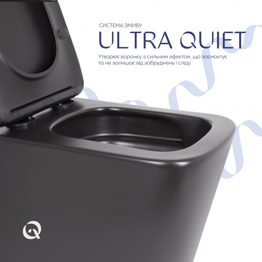 Унітаз підвісний Tern New Ultra Quiet 490x365x325 мм, Matt Black, з сидінням Slim Duroplast/ Soft-close/ Quick Release QT17332303ASMB Qtap QTAP фото 4
