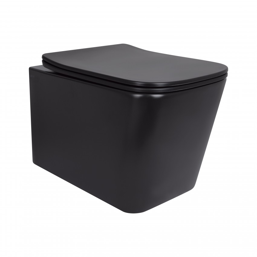 Унітаз підвісний Tern New Ultra Quiet 490x365x325 мм, Matt Black, з сидінням Slim Duroplast/ Soft-close/ Quick Release QT17332303ASMB Qtap QTAP