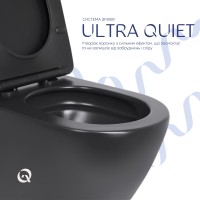 Унітаз підвісний Robin New Ultra Quiet 490x365x325 мм, Matt Black, з сидінням Slim Duroplast/ Soft-close/ Quick Release QT13332381АSMB Qtap QTAP фото 4