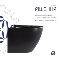 Унітаз підвісний Robin New Ultra Quiet 490x365x325 мм, Matt Black, з сидінням Slim Duroplast/ Soft-close/ Quick Release QT13332381АSMB Qtap QTAP фото 3