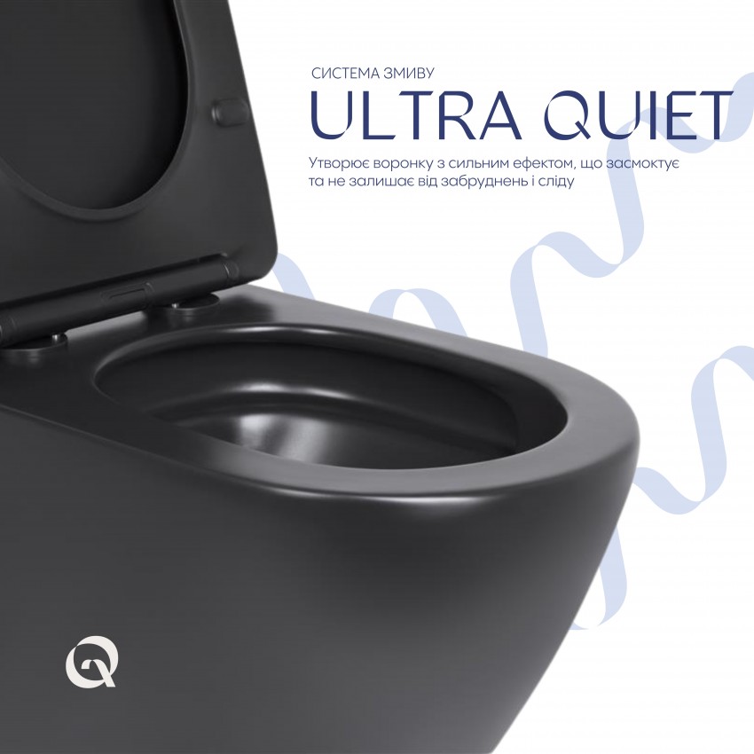 Унітаз підвісний Robin New Ultra Quiet 490x365x325 мм, Matt Black, з сидінням Slim Duroplast/ Soft-close/ Quick Release QT13332381АSMB Qtap QTAP фото 4