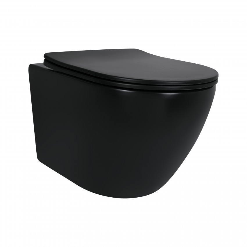 Унітаз підвісний Robin New Ultra Quiet 490x365x325 мм, Matt Black, з сидінням Slim Duroplast/ Soft-close/ Quick Release QT13332381АSMB Qtap QTAP