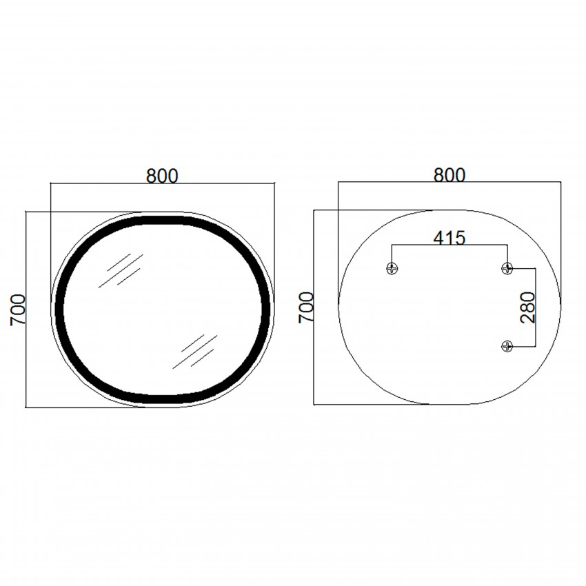Дзеркало настінне Gemini (GE1) 800х700 мм, овальне, з LED-підсвіткою Touch, антизапотіванням, димером, рег. темп. кольору (3000-6500K), Reverse Qtap QTAP фото 1