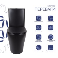 Унітаз підлоговий Scorpio Ultra Quiet 660x360x855 мм, Matt Black, з сидінням Slim Duroplast/ Soft-close/ Quick Release QT14226088AMB Qtap QTAP фото 2