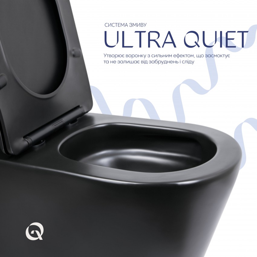 Унітаз підлоговий Scorpio Ultra Quiet 660x360x855 мм, Matt Black, з сидінням Slim Duroplast/ Soft-close/ Quick Release QT14226088AMB Qtap QTAP фото 4