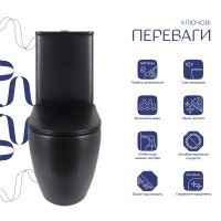 Унітаз підлоговий Robin Ultra Quiet 660x360x855 мм, Matt Black, з сидінням Slim Duroplast/ Soft-close/ Quick Release QT13226083AMB Qtap QTAP фото 2