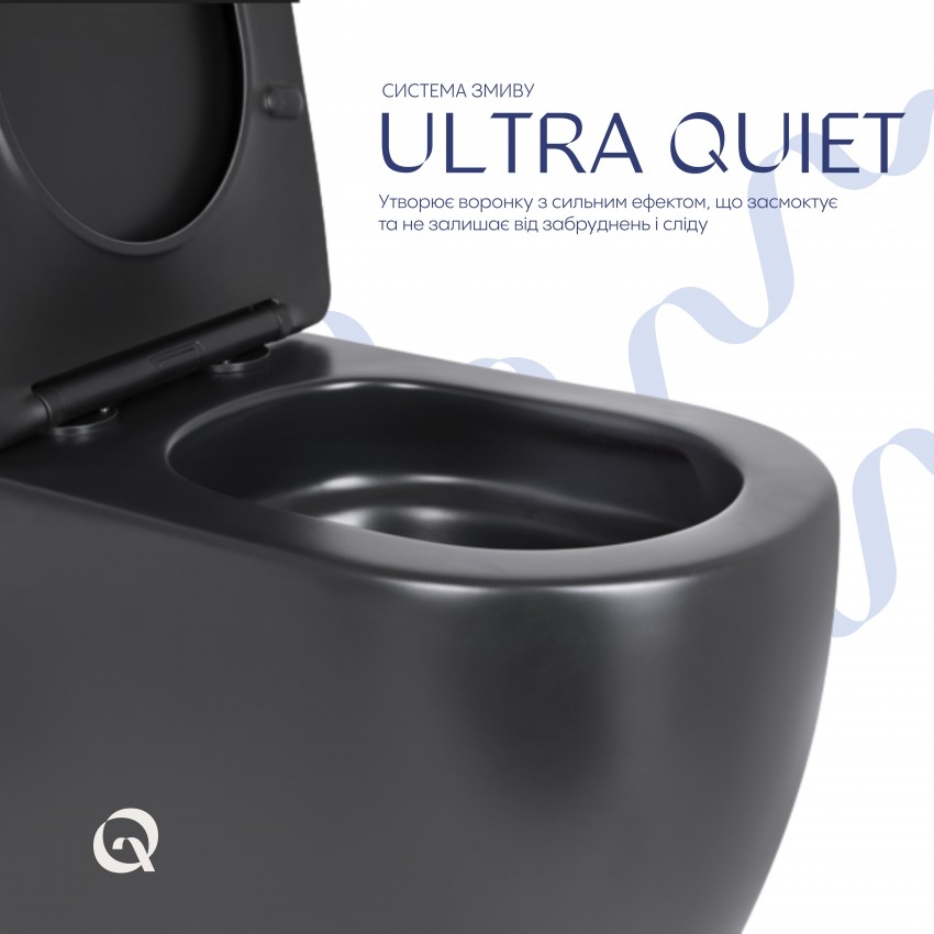 Унітаз підлоговий Robin Ultra Quiet 660x360x855 мм, Matt Black, з сидінням Slim Duroplast/ Soft-close/ Quick Release QT13226083AMB Qtap QTAP фото 4