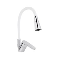 Змішувач для кухні Tani 008F3, Chrome/White (k40) з гнучким виливом LDTAN008F3WCR37037 Lidz