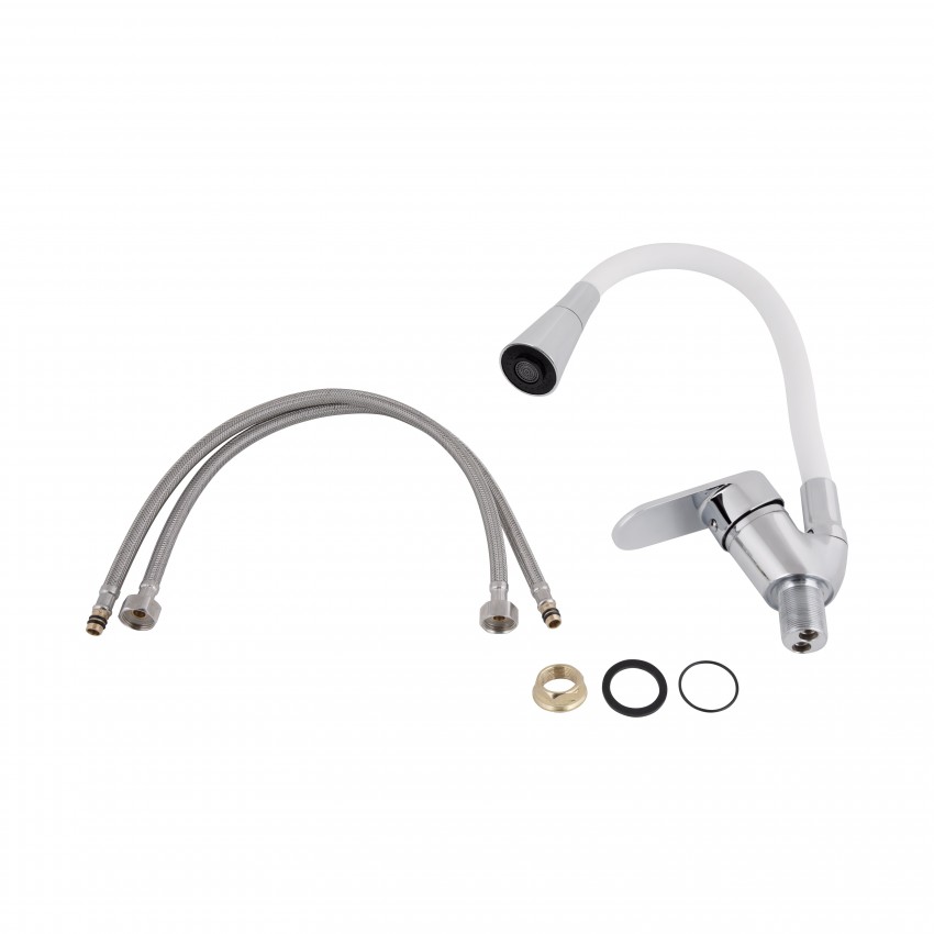 Змішувач для кухні Tani 008F3, Chrome/White (k40) з гнучким виливом LDTAN008F3WCR37037 Lidz LIDZ фото 4