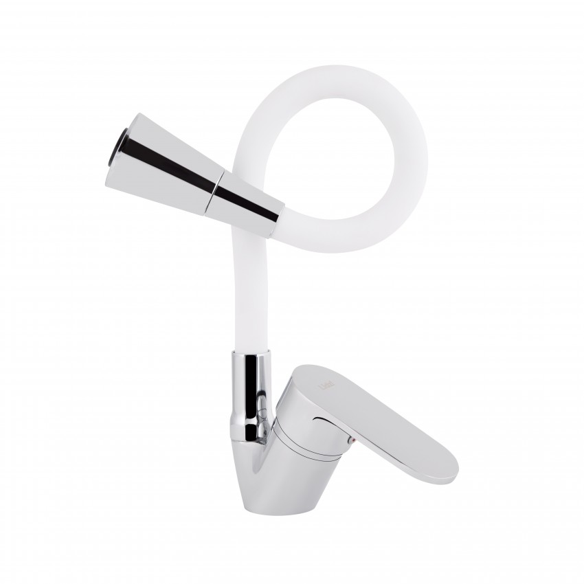 Змішувач для кухні Tani 008F3, Chrome/White (k40) з гнучким виливом LDTAN008F3WCR37037 Lidz LIDZ фото 2