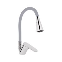 Змішувач для кухні Tani 008F3, Chrome/Grey (k40) з гнучким виливом LDTAN008F3GCR39507 Lidz
