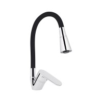 Змішувач для кухні Tani 008F3, Chrome/Black (k40) з гнучким виливом LDTAN008F3BCR39484 Lidz