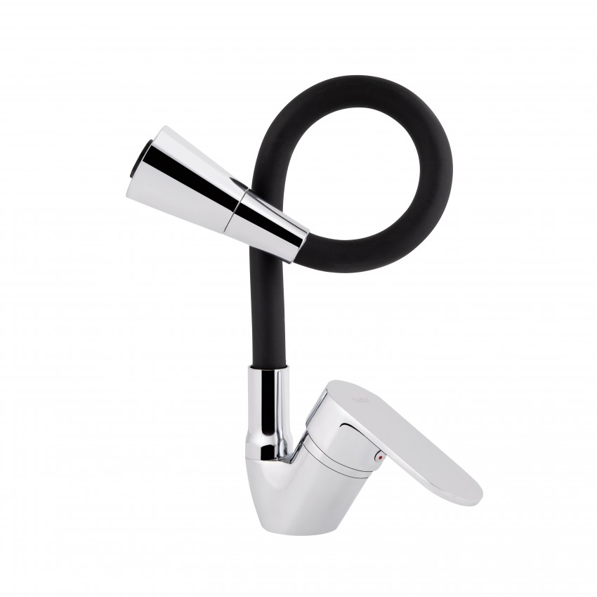 Змішувач для кухні Tani 008F3, Chrome/Black (k40) з гнучким виливом LDTAN008F3BCR39484 Lidz LIDZ фото 2