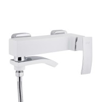 Змішувач для ванни Swan Cascada, Chrome/White (k35) з поворотним виливом та душовим гарнітуром QTSWA260CRW45569 Qtap QTAP фото 3