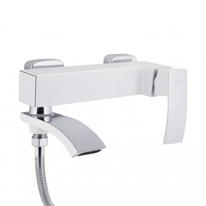 Змішувач для ванни Swan Cascada, Chrome/White (k35) з поворотним виливом та душовим гарнітуром QTSWA260CRW45569 Qtap QTAP фото 2