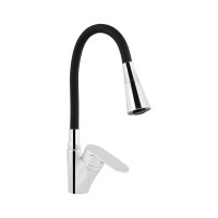 Змішувач для кухні Tani 007F3, Chrome/Black (k40) з гнучким виливом LDTAN007F3BCR37649 Lidz