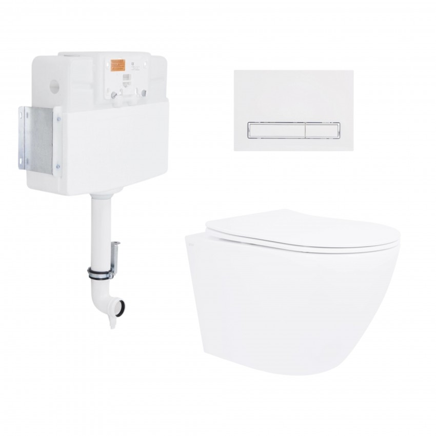 Готове рішення Qtap для ванної кімнати: Унітаз напольний Robin Ultra Quiet QT13223381AW + інсталяція QT0122490S+ клавіша QT0111M08V1384W QTAP