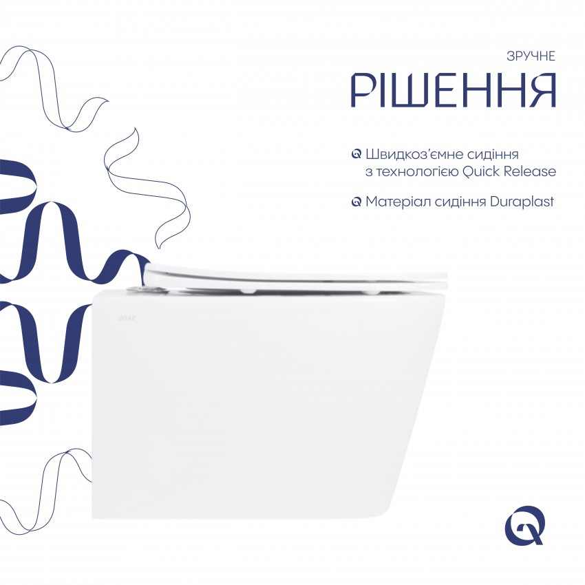 Унітаз підвісний Crow Ultra Quiet 520х360х290 мм, White, з сидінням Slim Duroplast/ Soft-close/ Quick Release QT05335172W Qtap QTAP фото 3