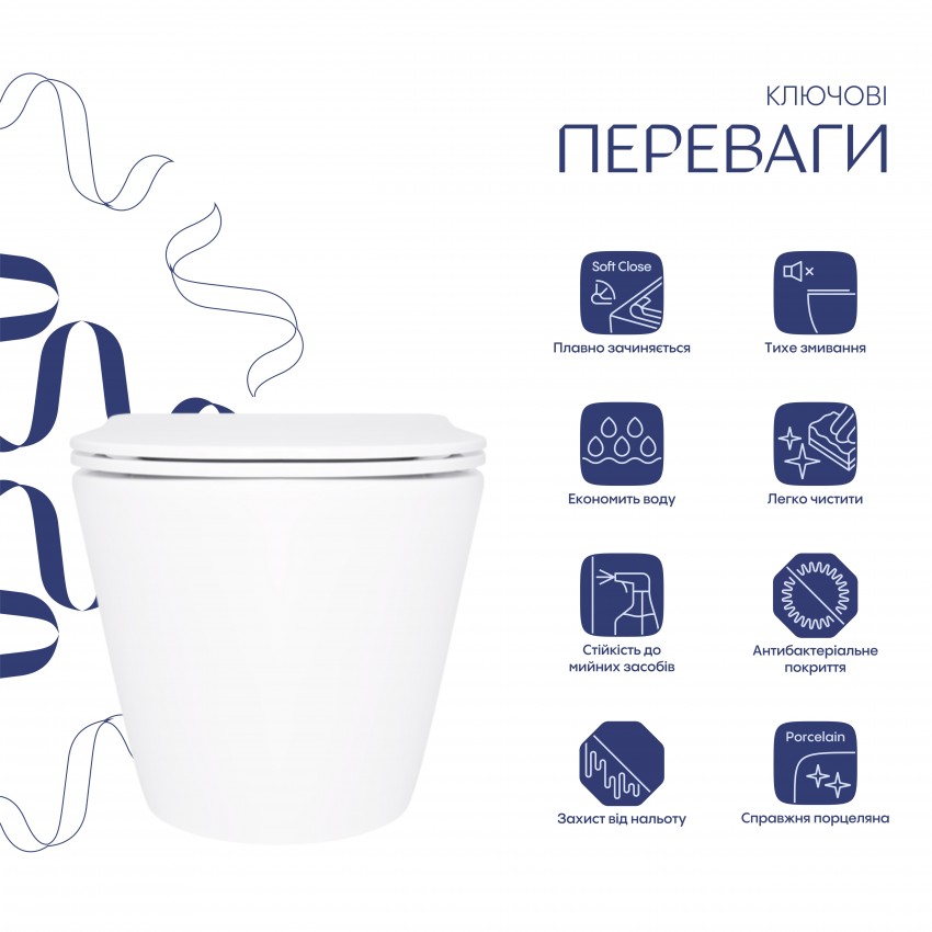 Унітаз підвісний Swan Ultra Quiet 520х360х320 мм, White, з сидінням Slim Duroplast/ Soft-close/ Quick Release QT16335180W Qtap QTAP фото 2