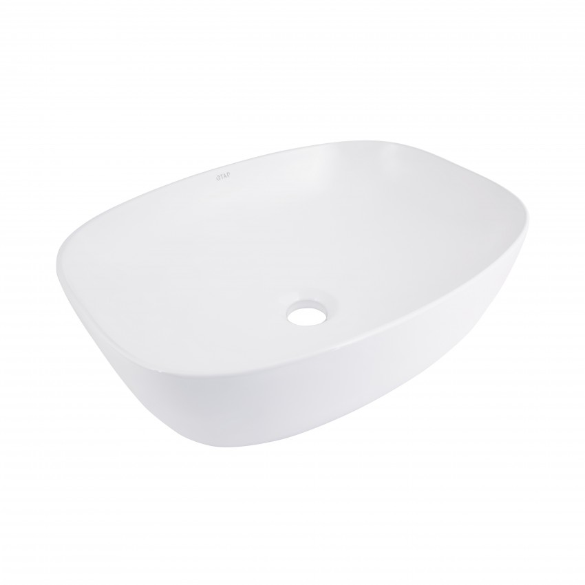 Раковина накладна Cardinal 600х380х140 мм, White, овальна, без донного клапана QT04116257W Qtap QTAP