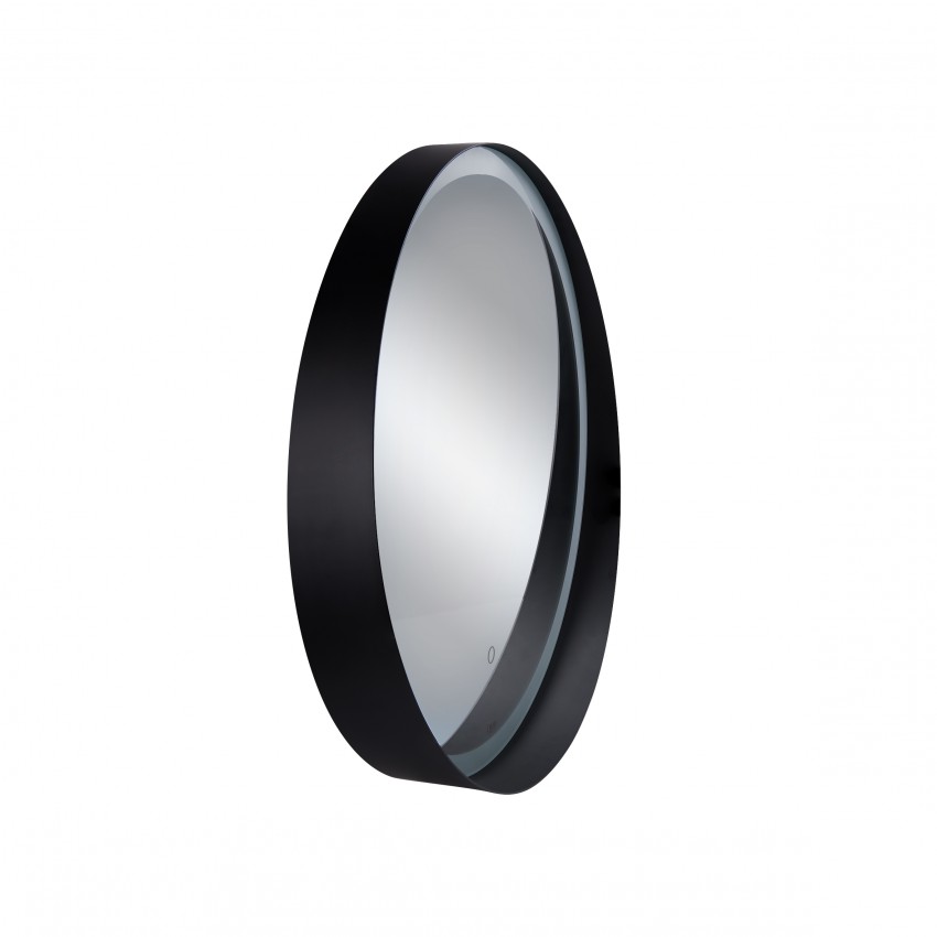 Дзеркало Robin настінне кругле з LED-підсвічуванням Touch, з антизапотіванням, з димером, рег. темп. кольору (3000-6500K) R600 мм Black Qtap QTAP фото 4