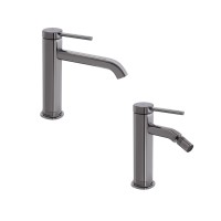 Комплект для умивальника+біде Qtap Robin Black Chrome: Змішувач для раковини QTROB1060M102K + Змішувач для біде QTROB2060102K