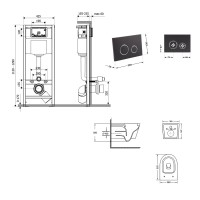 Готове рішення Qtap для ванної кімнати: підвісний унітаз Swan Ultra Quiet 520x360x320 + комплект інсталяції Nest 4 в 1 (кругла клавіша Black mat) QTAP фото 1