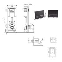 Готове рішення Qtap для ванної кімнати: підвісний унітаз Crow Ultra Quiet 520x360x290 + комплект інсталяції Nest 4 в 1 (лінійна клавіша Black mat) QTAP фото 1