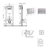 Готове рішення Qtap для ванної кімнати: підвісний унітаз Jay Ultra Quiet 520x360x320 + комплект інсталяції Nest 4 в 1 (квадратна клавіша Satin) QTAP фото 1