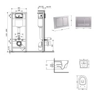 Готове рішення Qtap для ванної кімнати: підвісний унітаз Swan Ultra Quiet 520x360x320 + комплект інсталяції Nest 4 в 1 (квадратна клавіша Satin) QTAP фото 1