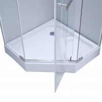 Душова кабіна Dozorca SC90x90.CRM.LOW.TR, п'ятикутна, низький пріддон, скло прозоре 6 мм, на завісах Lidz LIDZ фото 2