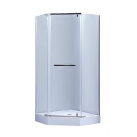Душова кабіна Dozorca SC90x90.CRM.LOW.TR, п'ятикутна, низький пріддон, скло прозоре 6 мм, на завісах Lidz