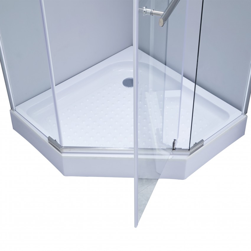 Душова кабіна Dozorca SC90x90.CRM.LOW.TR, п'ятикутна, низький пріддон, скло прозоре 6 мм, на завісах Lidz LIDZ фото 2