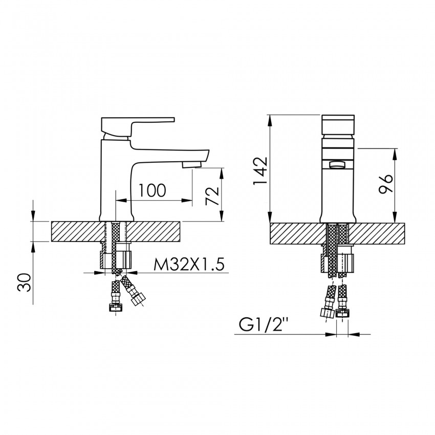 Змішувач для раковини низький Wawel 001, Chrome (k35) LDWAW001CRM45387 Lidz LIDZ фото 1