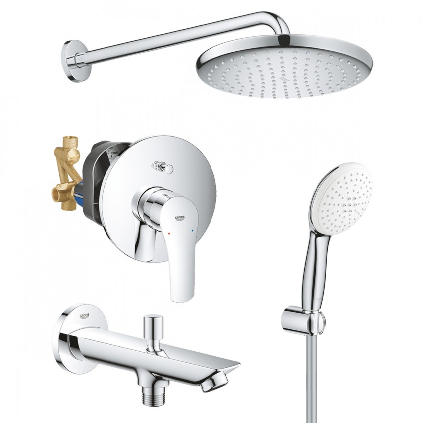 UA26415SC11  Eurosmart  Комплект для душу вбудованого монтажу Tempesta 250, 3 споживачі, хром, 4 пак (1 сорт) GROHE