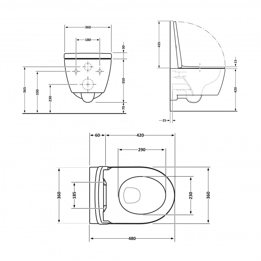 Унітаз підвісний Jay Ultra Quiet 485х360х320 мм, White, з сидінням Slim Duroplast/ Soft-close/ Quick Release QT07335177W Qtap QTAP фото 1