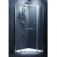 FEN0223 COMFORT Кабіна душова, п'ятикут. 100х100, без піддона, скло прозоре (1 сорт)