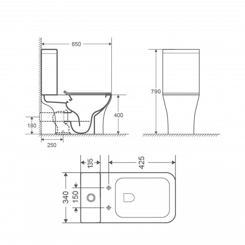 Унітаз підлоговий Presto Quadro Rimless 650х340х790 мм, White, з сидінням Slim Duroplast/ Soft-close/ Quick Release QT24221215AW Qtap QTAP фото 1