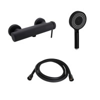Комплект Qtap Robin Black Matt: Змішувач  QTROB4060102B + Шланг QTHADPVCSQ160B + Лійка QTRUC125BLM45951