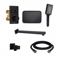 Комплект для душу Qtap Votice:Змішувач для душуQTVOT6442T105NKB+Душ.набір(QTHLA107BLM45945+QTRUC125BLM45959+QTTRU120BLM45929+QT819810842858NB+QTHADPVCSQ160B) QTAP