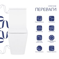Унітаз підлоговий Crow Rimless 640×360×835 мм, White, з сидінням Slim Duroplast/ Soft-close/ Quick Release QT05222170W Qtap QTAP фото 3