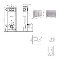 Готове рішення Qtap для ванної кімнати: підвісний унітаз Crow Ultra Quiet 520x360x290 + комплект інсталяції Nest 4 в 1 (квадратна клавіша Satin) QTAP фото 1