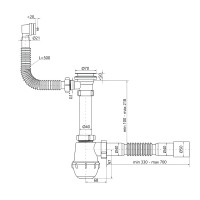 Сифон для кухонної мийки LK17 випуск 70 мм, колбовий з квадратним переливом (вихід гофра 40/50мм) Lidz LIDZ фото 2
