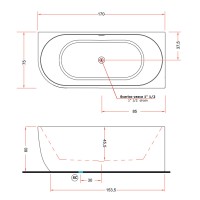 V057BL00DX CORA  Ванна пристінна із вбудованною панеллю 170 x 75 x 52h, права,  білий глянець (1 сорт) TREESSE фото 3