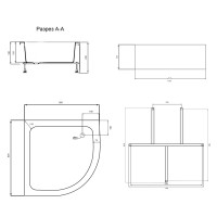 Душовий піддон Kapielka ST80x80x26, середній, напівкруглий, з панеллю, діаметр зливу 52 мм Lidz LIDZ фото 1