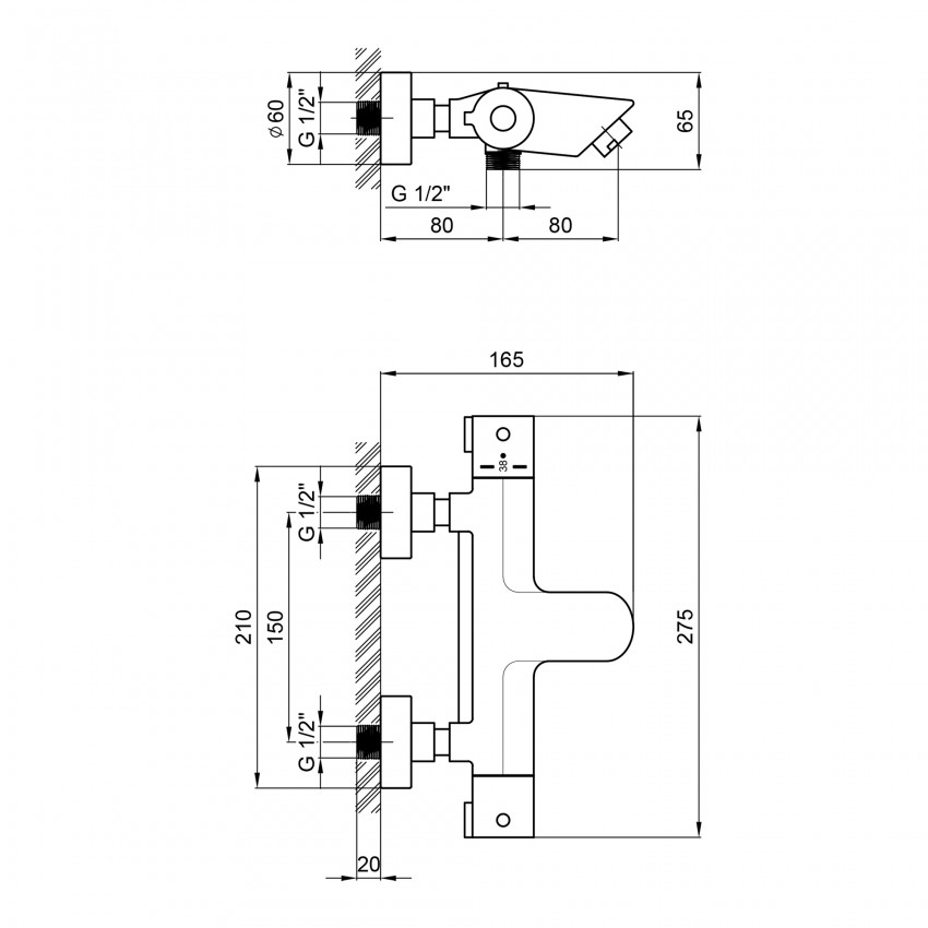 Змішувач для ванни Inspai-Therm термостатичний QTINSCRMT300800 Chrome Qtap QTAP фото 1