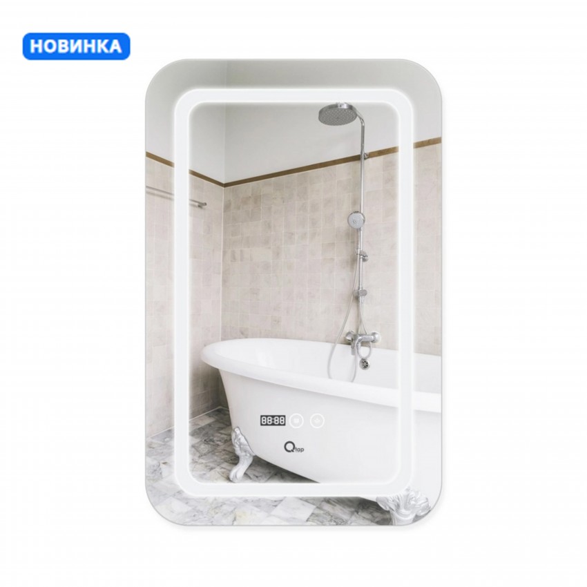 Дзеркало настінне Mideya (MI2) 500х800 мм, прямокутне, з LED-підсвіткою Touch, антизапотіванням, димером, рег. яскравості Qtap QTAP
