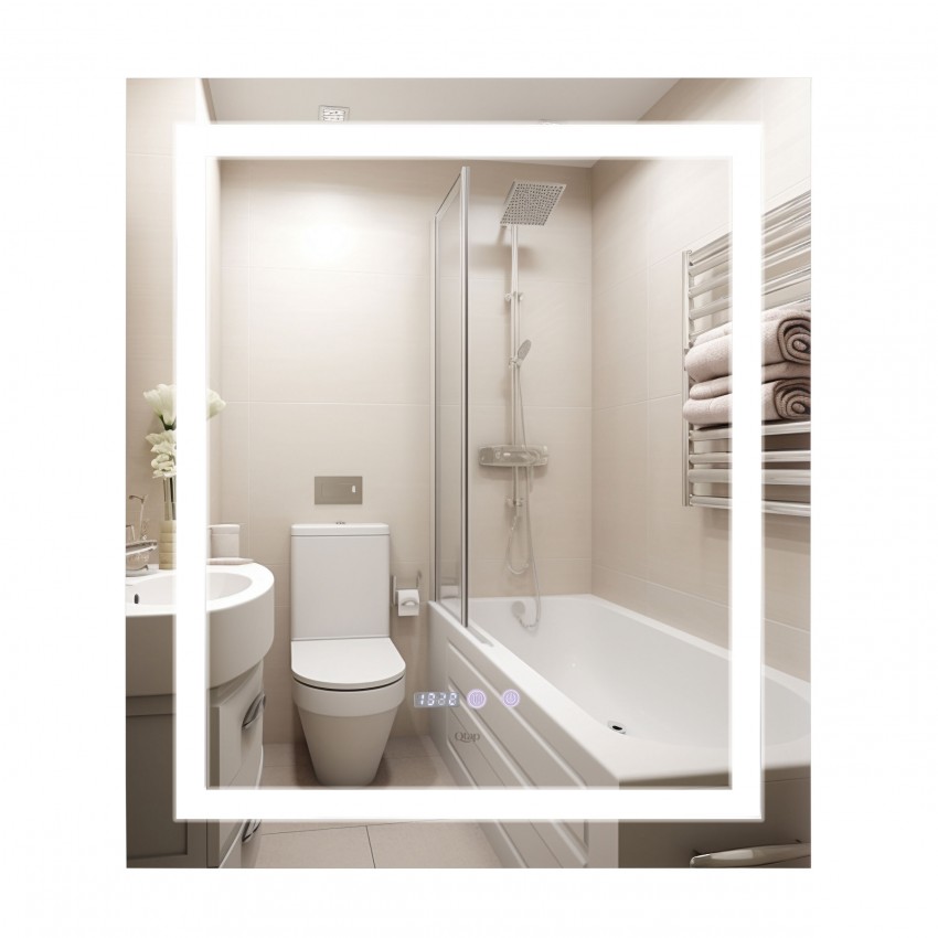 Дзеркало настінне Mideya (MI1) 700х800 мм, прямокутне, з LED-підсвіткою Touch, антизапотіванням, димером, рег. яскравості Qtap QTAP