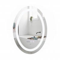 Дзеркало настінне Mideya (MI7) 500х700 мм, овальне, з LED-підсвіткою Touch, антизапотіванням, годинником, димером, рег. яскравості Qtap